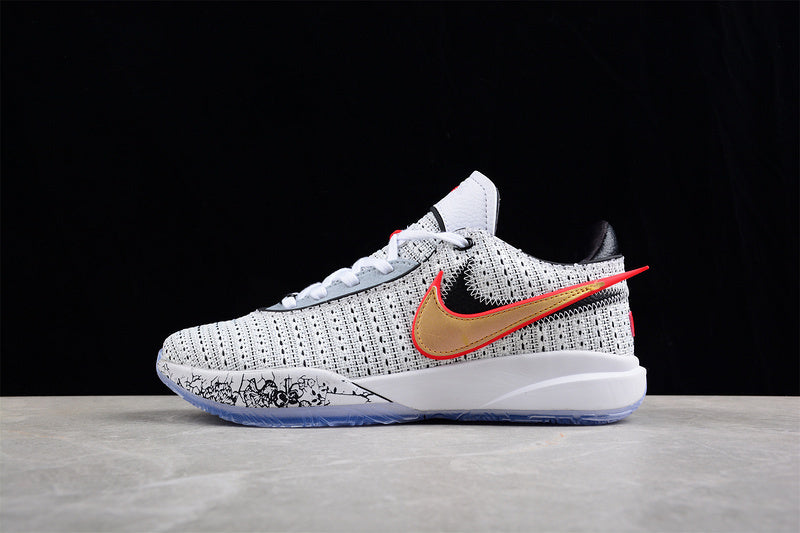 LEBRON 20 EP THE DEBUT WHITE/METALLIC GOLD/BLACK/UNIVERSITY RED/WOLF GREY