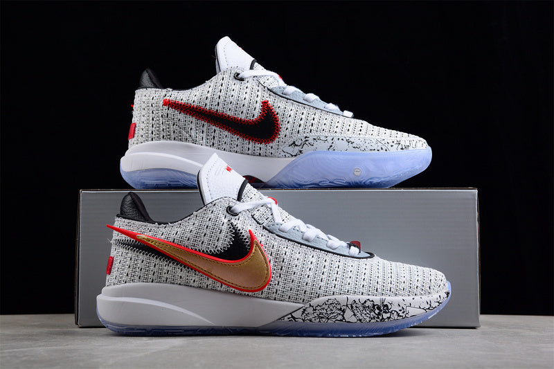 LEBRON 20 EP THE DEBUT WHITE/METALLIC GOLD/BLACK/UNIVERSITY RED/WOLF GREY